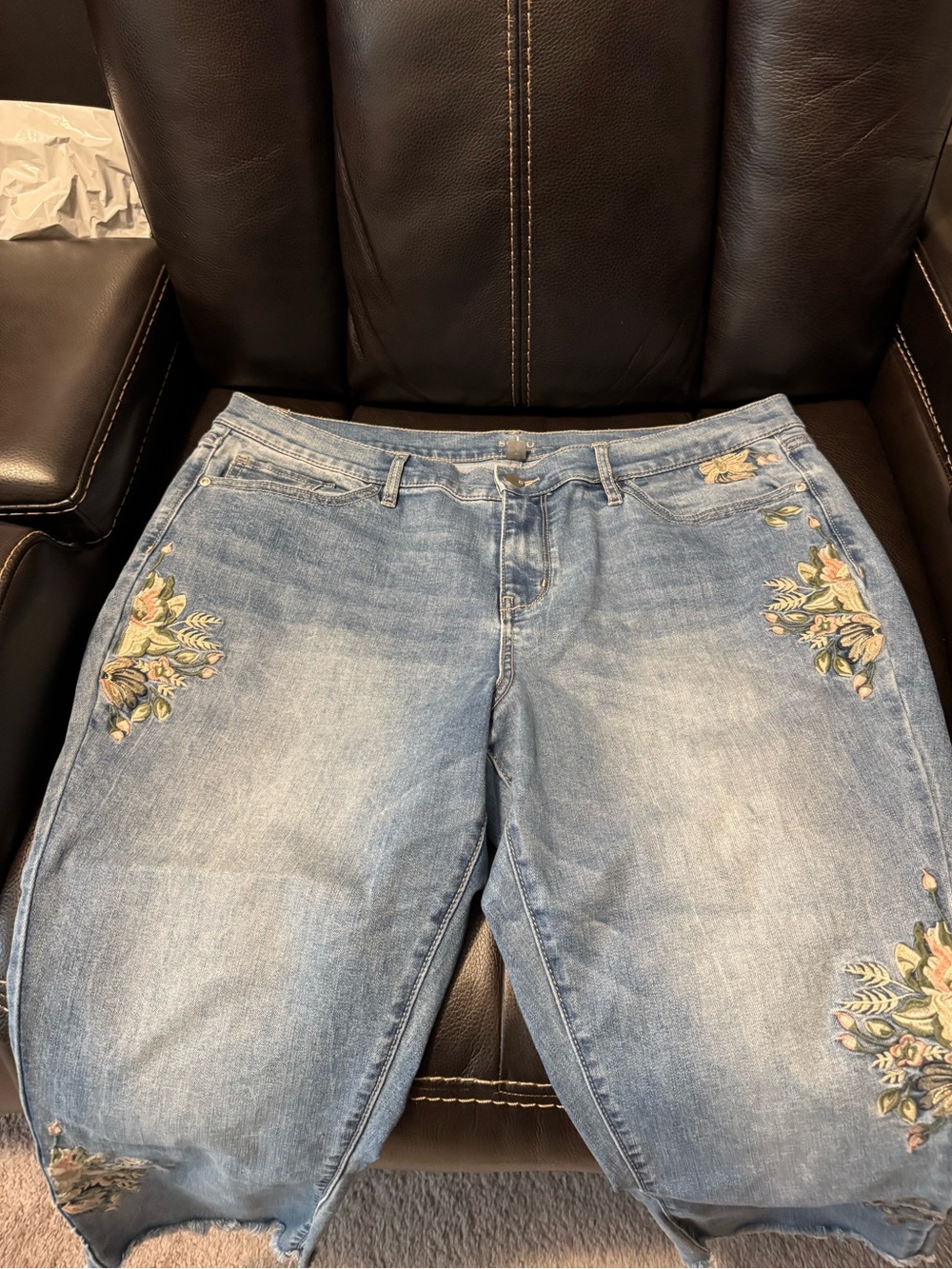 New York & Company Light Blue Embroidered Boyfriend Jeans
